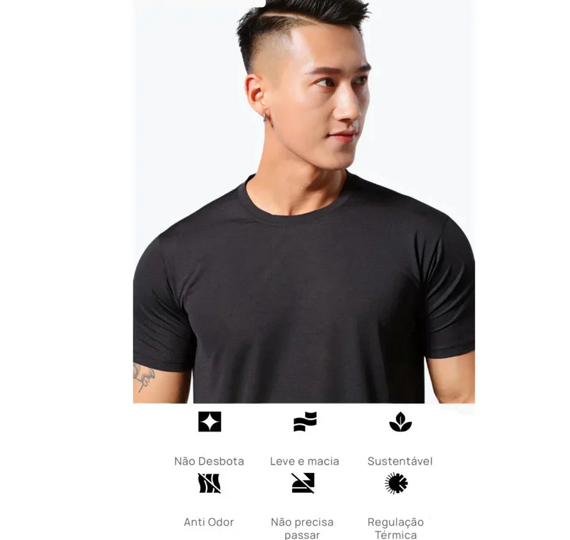 Kit com 3 Camisetas Masculinas Modal Tech - Estilo Americana